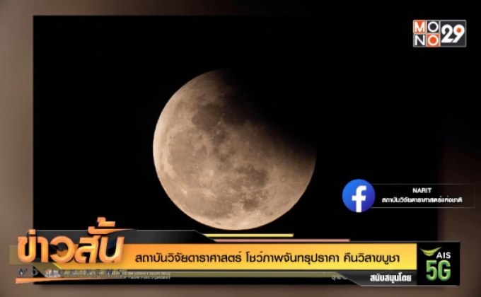 สถาบันวิจัยดาราศาสตร์ โชว์ภาพจันทรุปราคา คืนวิสาขบูชา