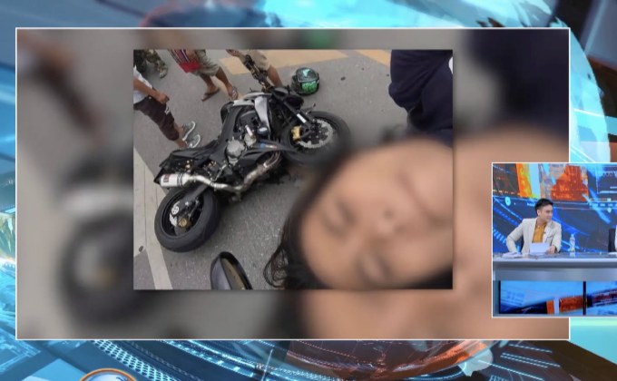 สาวขี่บิ๊กไบค์ เซลฟี่ระหว่างรอรถพยาบาล