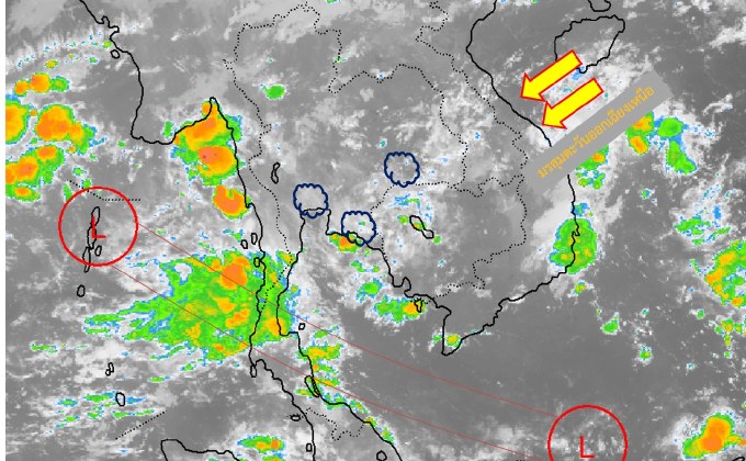 ประเทศไทยตอนบนมีฝนฟ้าคะนอง – ภาคใต้มีฝนตกหนักบางแห่ง