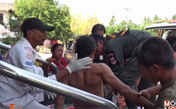 ท่อพักปูนคอนกรีตขนาดใหญ่หล่นทับคนงานเจ็บ