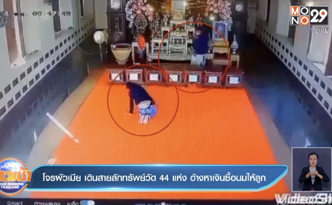 โจรผัวเมีย เดินสายลักทรัพย์วัด 44 แห่ง อ้างหาเงินซื้อนมให้ลูก