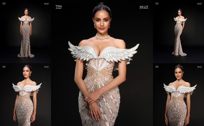 “QUEEN’S WINGS OF TRIUMPH” เปิดดีเทลชุดราตรี โอปอล สุชาตา บนเวที Miss Universe 2024