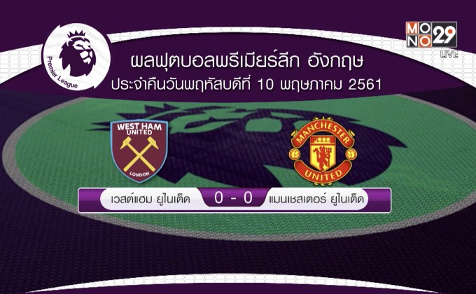 ผลฟุตบอลพรีเมียร์ลีก อังกฤษ