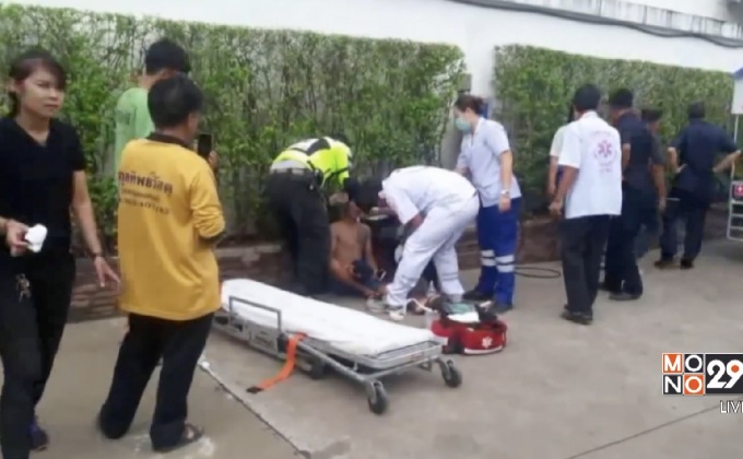 เติมลมรถยางระเบิดใส่พ่อค้าบาดเจ็บ