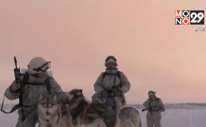 รัสเซียฝึกเคลื่อนพลด้วยกวาง-สุนัขลากเลื่อน