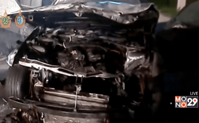 รถยนต์ไฟไหม้คนขับรอดหวุดหวิด