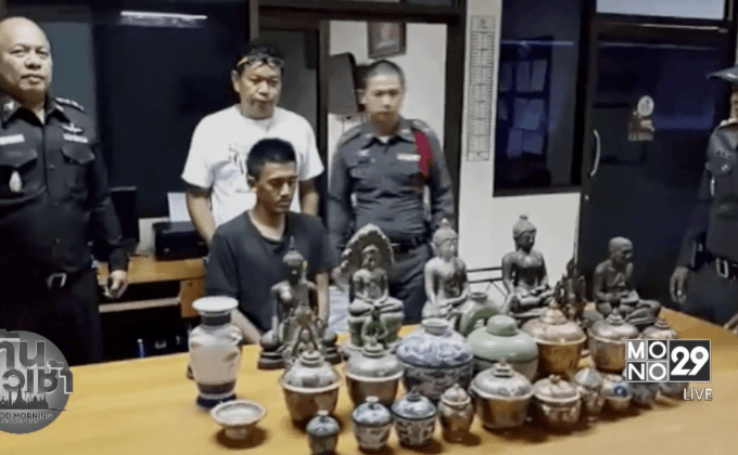 รวบหลานเขยแสบ ขโมยพระพุทธรูป-เครื่องเบญจรงค์
