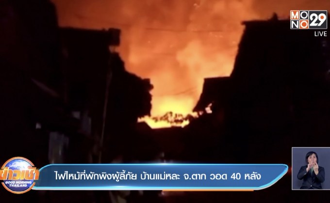 ไฟไหม้ที่พักพิงผู้ลี้ภัย บ้านแม่หละ จ.ตาก วอด 40 หลัง