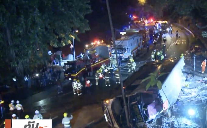 ฮ่องกงสั่งตรวจสอบกรณีรถบัส 2 ชั้นพลิกคว่ำ