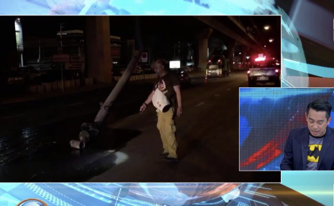 ผู้ใช้ทางระวัง ท่อระบาย หล่นกีดขวางพระราม 9