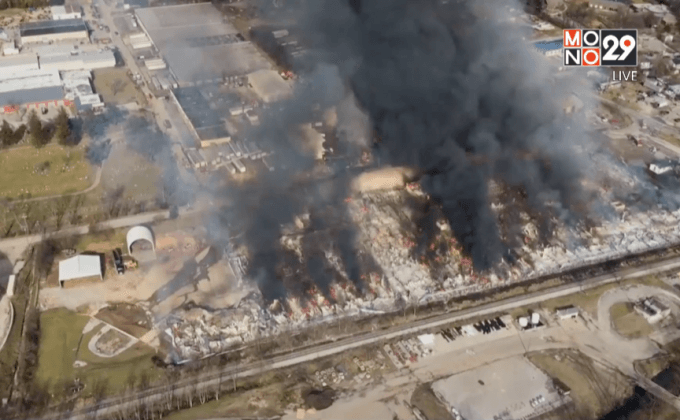 ไฟไหม้โรงปศุสัตว์ในสหรัฐฯ