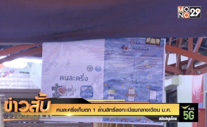 คนละครึ่งเก็บตก 1 ล้านสิทธิ์ลงทะเบียนกลางเดือน ม.ค.64