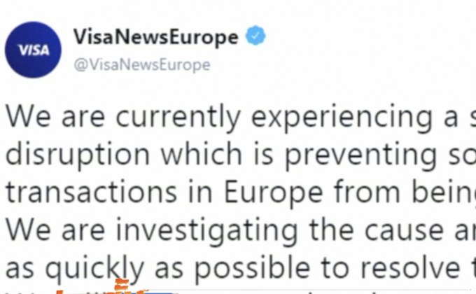 เกิดเหตุขัดข้องการใช้งานบัตรเครดิตวีซ่าในยุโรป