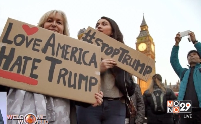 ประท้วงคัดค้าน ปธน.สหรัฐฯ เยือนอังกฤษ