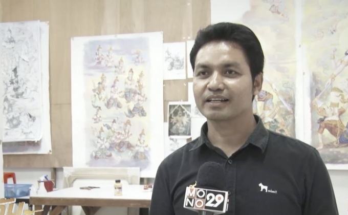 ลายเส้นวิจิตรฉากบังเพลิงประกอบพระเมรุมาศ