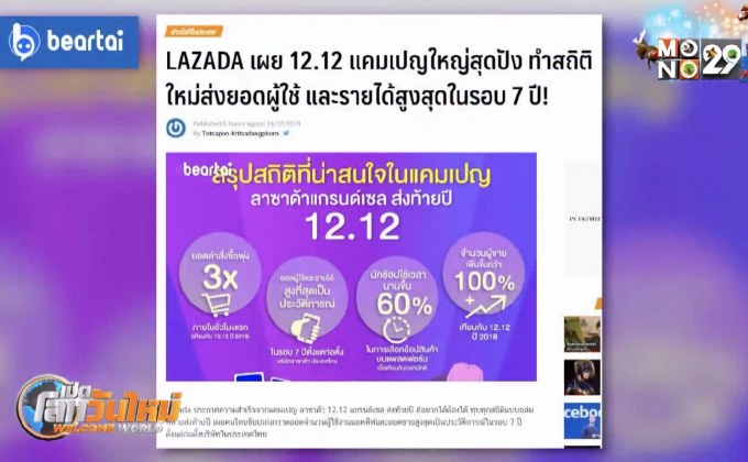 LAZADA เผยแคมเปญ 12.12 ทำสถิติรายได้สูงสุดในรอบ 7 ปี