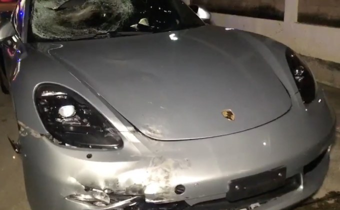 รถหรูปอร์เช่ ชนท้าย จยย.ดับ 1 สาหัส 1