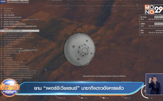 ยาน “เพอร์ซีเวียแรนซ์” นาซาถึงดาวอังคารแล้ว