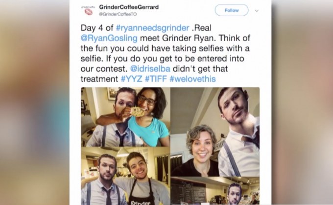 “ไรอัน กอสลิ่ง” เยือนร้านคาเฟ่ในโทรอนโต เหตุสแตนดี้รูป “ไรอัน” ไวรัลไปทั่วเน็ต