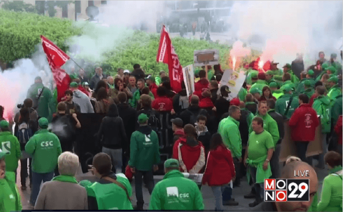 ประท้วงมาตรการรัดเข็มขัดในเบลเยียม