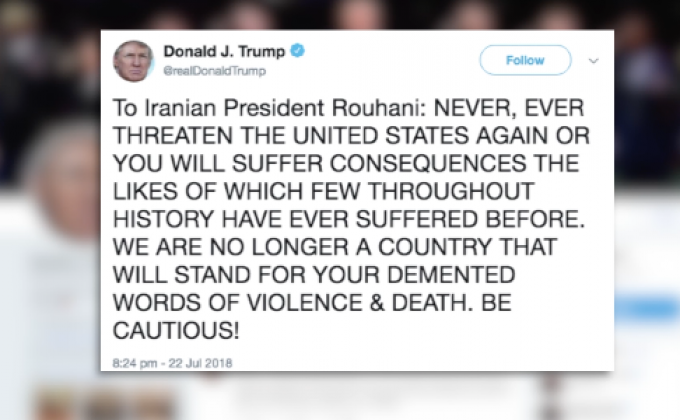 “ทรัมป์” เตือนอิหร่านอย่าข่มขู่สหรัฐฯ