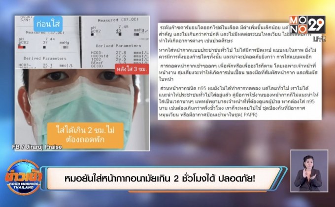หมอยันใส่หน้ากากอนามัยเกิน 2 ชั่วโมงได้ ปลอดภัย!