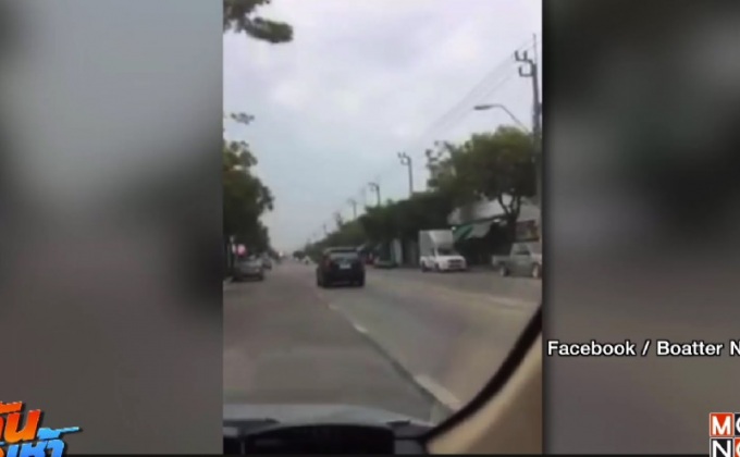 รุมประณามเก๋งดำขับเลื้อย-เบรกตัดหน้า