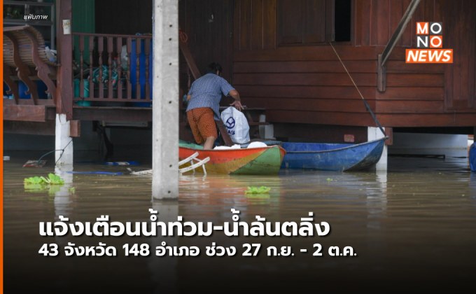 กองอำนวยการน้ำ แจ้งเฝ้าระวังน้ำท่วมหลายจังหวัด 27 ก.ย. – 2 ต.ค.นี้