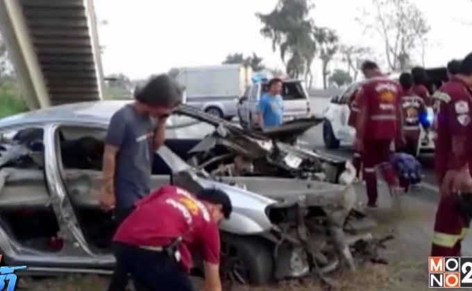 ขับรถเก๋งหลับใน ชนราวเหล็กเสียชีวิต