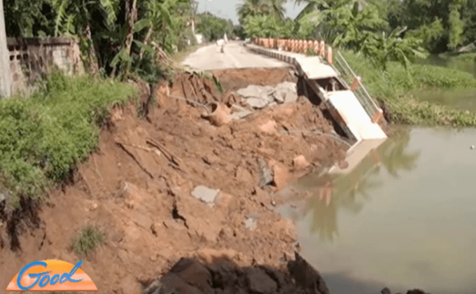 ตลิ่งแม่น้ำน้อยเมืองชัยนาททรุดตัวต่อเนื่อง